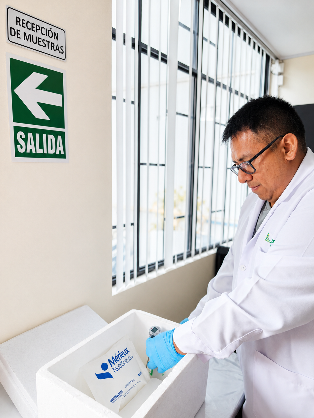 Especialista de Nakamura Consultores S.A.C. durante la recepción y preservación de muestras