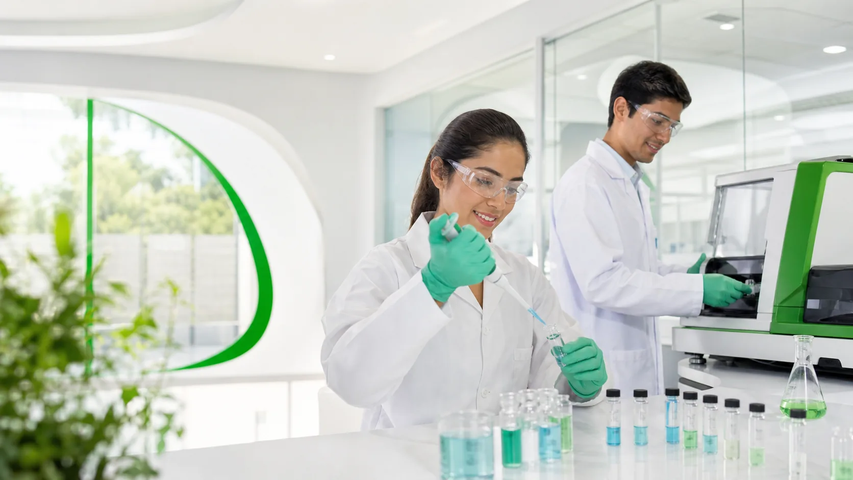 Personal técnico trabajando en laboratorio ambiental
